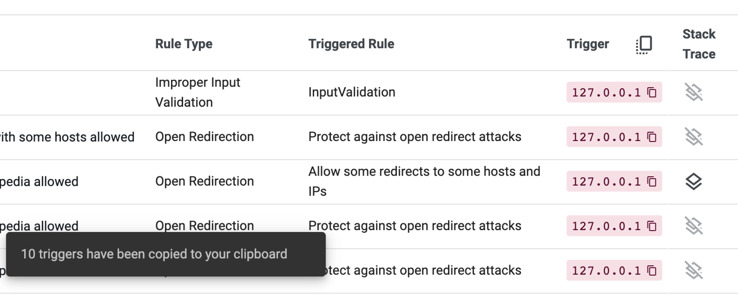 Screenshot of the copy trigger address icon on the Advanced Search page