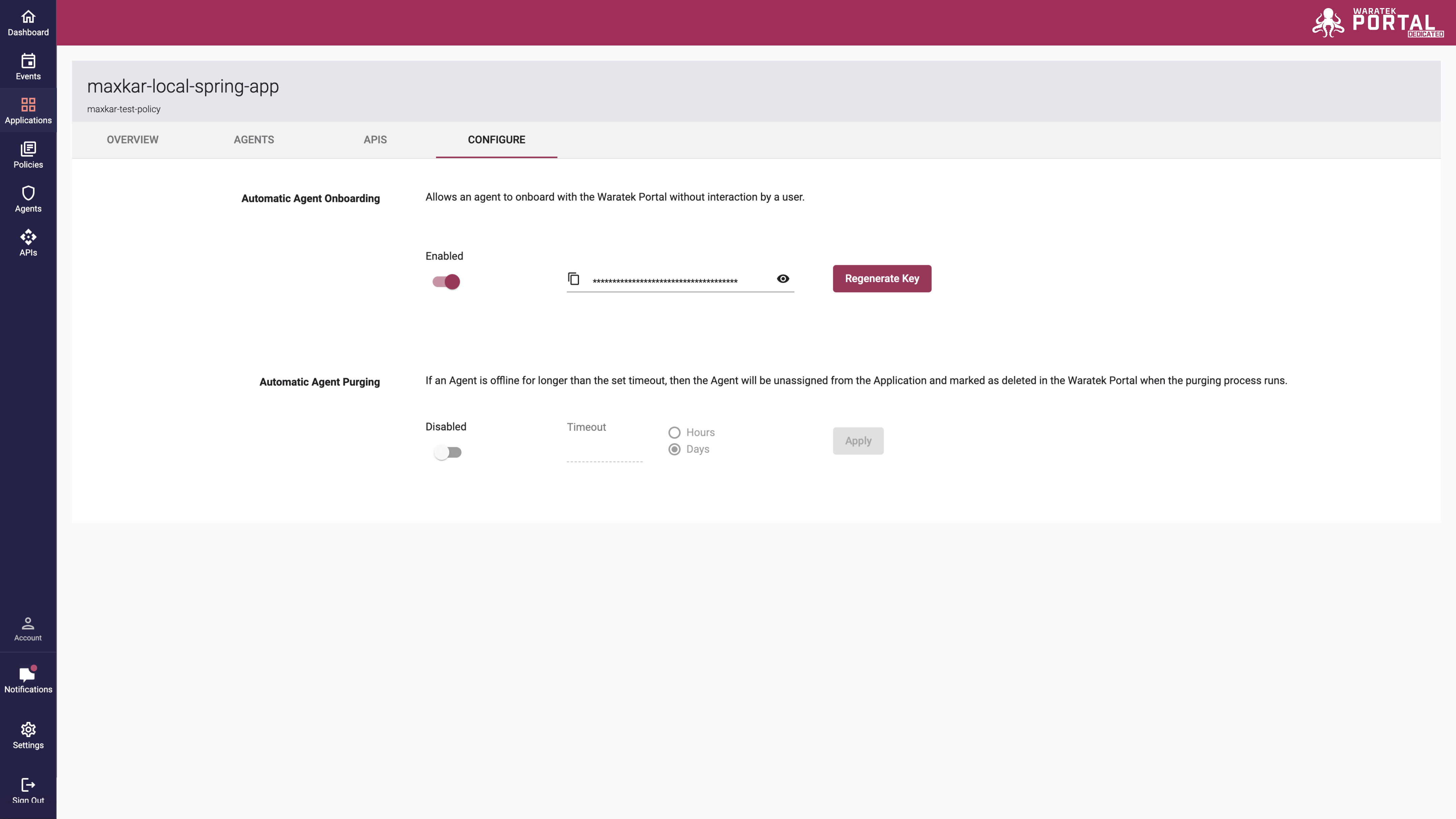 Screenshot illustrating an Agent Purging scenario for an offline agent