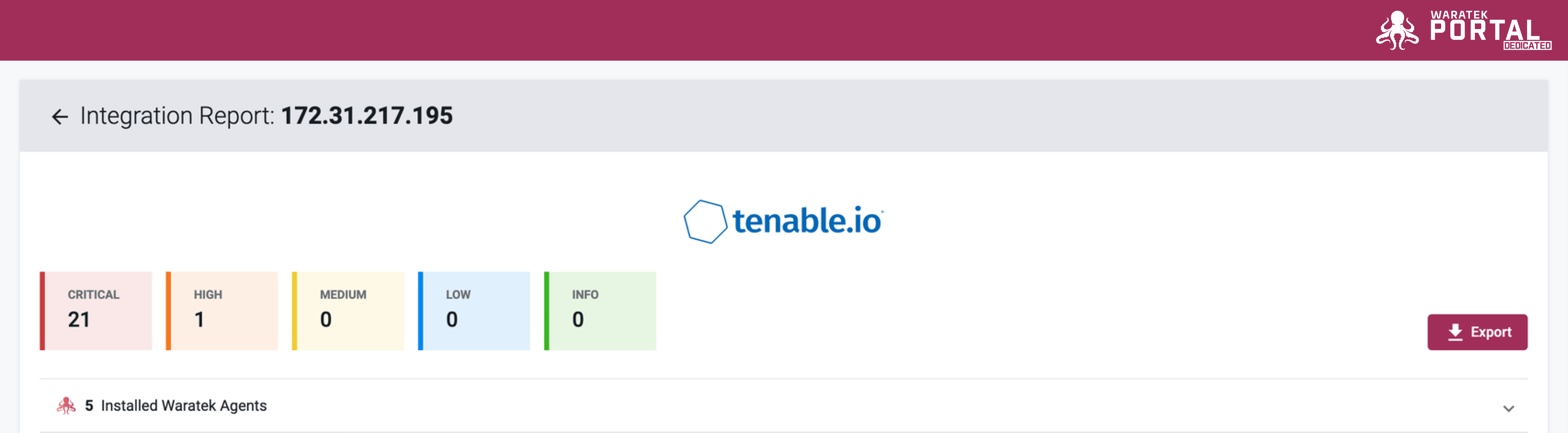Screenshot of the Tenable report listing SecureAgent count and expandable protected processes